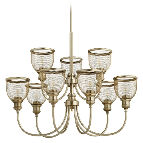 Quorum Lighting Omni Aged Brass Chandelier by Quorum Lighting 6212-9-80