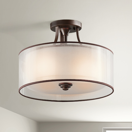 Kichler Lighting Lacey 15-Inch Semi-Flush Mount in Mission Bronze by Kichler Lighting 42386MIZ