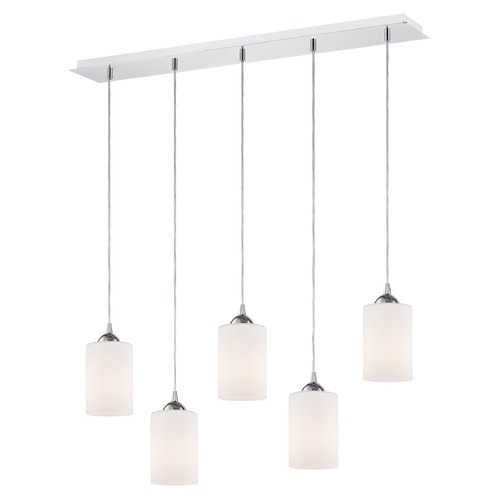 Design Classics Lighting 36-Inch Linear Pendant with 5-Lights in Chrome Finish with Satin White Glass 5835-26 GL1028C