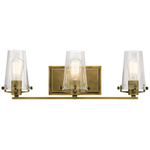 Kichler Lighting Seeded Glass Bathroom Light Brass Kichler Lighting 45297NBR