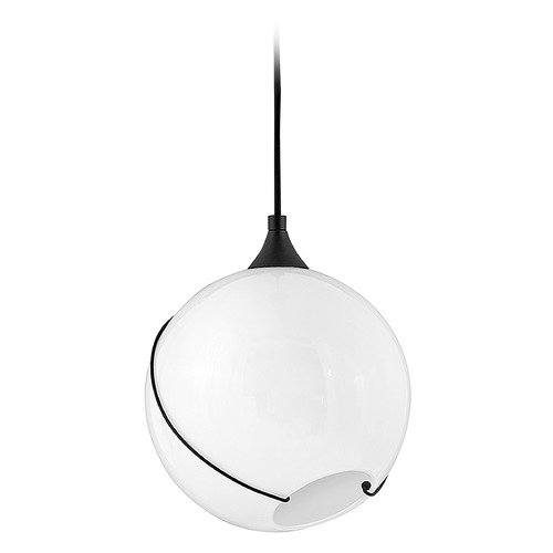 Hinkley Skye Small Pendant in Black with Cased Opal Glass by Hinkley Lighting 30303BLK-WH