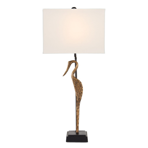 Currey and Company Antigone Antique Brass & Black Table Lamp with Rectangle Shade