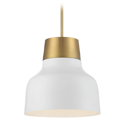 Meridian 17-Inch Pendant in White & Natural Brass by Meridian M70115WHNB