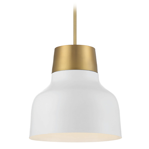 17-Inch Pendant in White & Natural Brass by Meridian