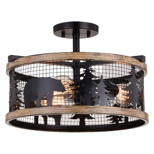 Vaxcel Lighting Kodiak Black & Burnished Teak Semi-Flushmount Light