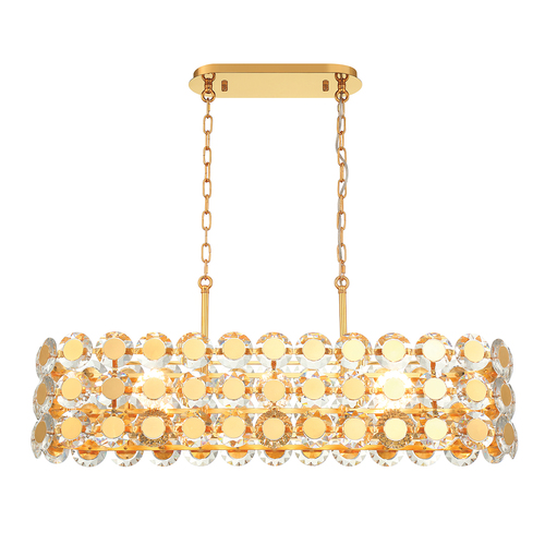 Perrene 8-Light Linear Chandelier in Gold by Eurofase Lighting