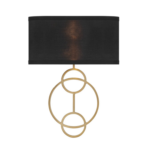 Crystorama Lighting Laurel 2-Light Wall Sconce in Vibrant Gold with Black by Crystorama LRL-992-VG-BK