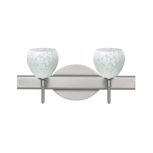 Modern Bathroom Light White Glass Satin Nickel by Besa Lighting