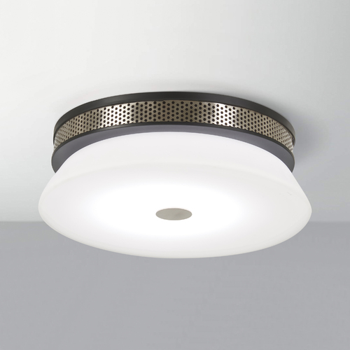 Tauten 15-Inch LED Flush Mount in Coal & Nickel by George Kovacs