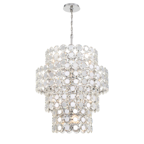 Perrene 4-Tier Crystal Chandelier in Chrome by Eurofase Lighting