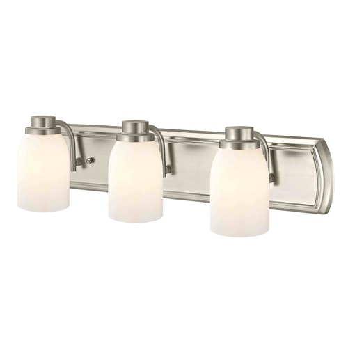 Design Classics Lighting 3-Light Bathroom Light in Satin Nickel with Glossy Opal Glass 1203-09 GL1024D