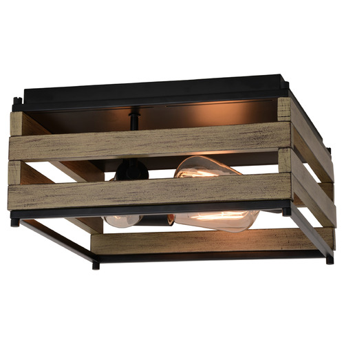 Vaxcel Lighting Ravenswood Matte Black & Burnished Maple Flushmount Light