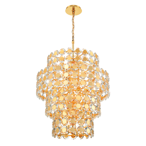 Perrene 4-Tier Crystal Chandelier in Gold by Eurofase Lighting