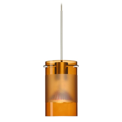 Besa Lighting Scope Amber Frosted Glass Satin Nickel LED Mini-Pendant Light