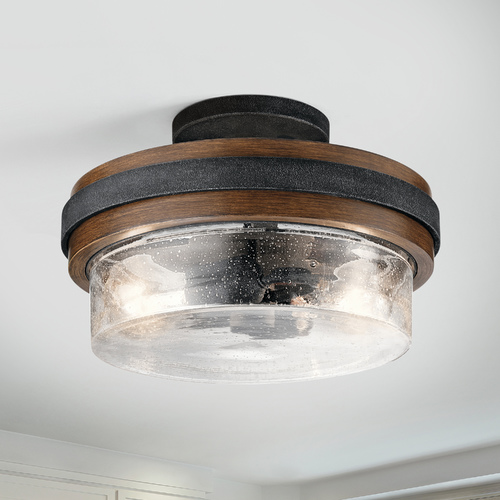 Seeded Glass Semi-Flush Mount Light Auburn Stained Grand Bank by Kichler Lighting