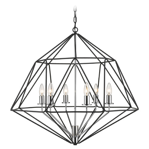Geo Matte Black & Chrome Chandelier by Z-Lite