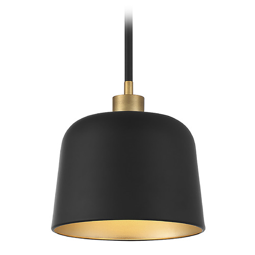 9-Inch Mini Pendant in Matte Black & Brass by Meridian