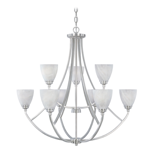 Designers Fountain Lighting Chandelier with Alabaster Glass in Satin Platinum Finish 82989-SP