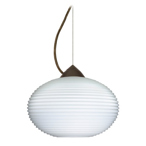 Besa Lighting Pape Ribbed Glass Bronze Pendant Light