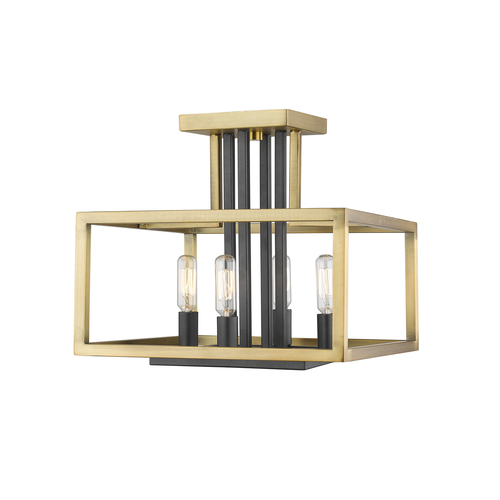 Z-Lite Quadra Olde Brass & Bronze Semi-Flush Mount by Z-Lite 456SF-OBR-BRZ