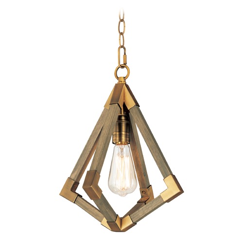 Maxim Lighting Vector Weathered Oak & Antique Brass Pendant by Maxim Lighting 12259WOAB