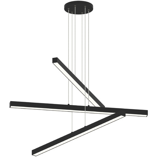 Matteo Lighting Presley Matte Black LED Multi-Light Pendant with Rectangle Shade