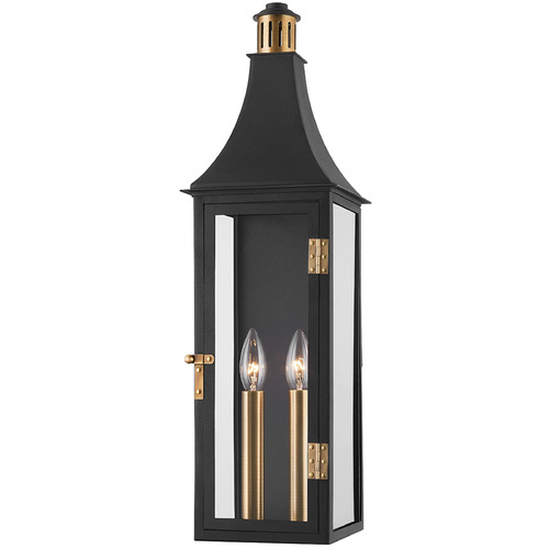Troy Lighting Wes Patina Brass & Textured Black Outdoor Wall Light