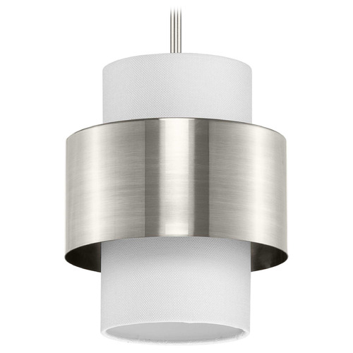 Progress Lighting Progress Lighting Silva Brushed Nickel Mini-Pendant Light with Cylindrical Shade P500398-009