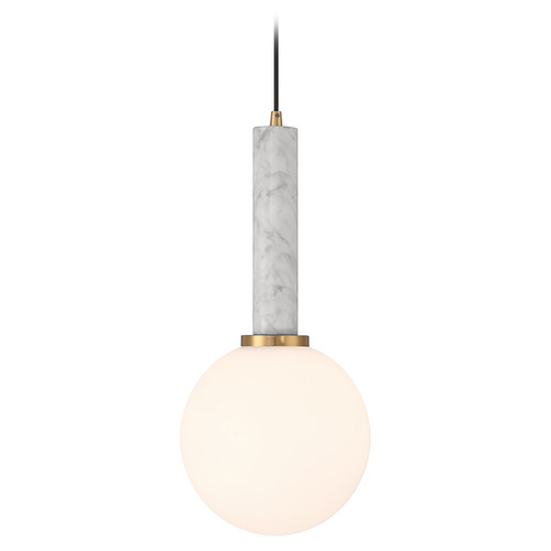 Savoy House Savoy House Lighting Callaway White Marble with Warm Brass Mini-Pendant Light with Globe Shade 7-2902-1-264
