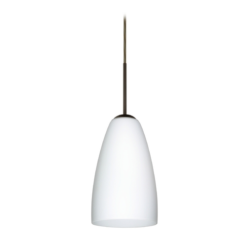 Besa Lighting Modern Pendant Light White Glass Bronze by Besa Lighting 1JT-151107-BR