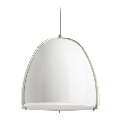 Visual Comfort Modern Collection Paravo LED Pendant in Nickel & Gloss White by Visual Comfort Modern 700TDPRVPWW-LED927