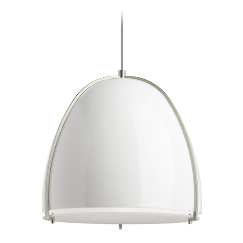 Paravo LED Pendant in Nickel & Gloss White by Visual Comfort Modern