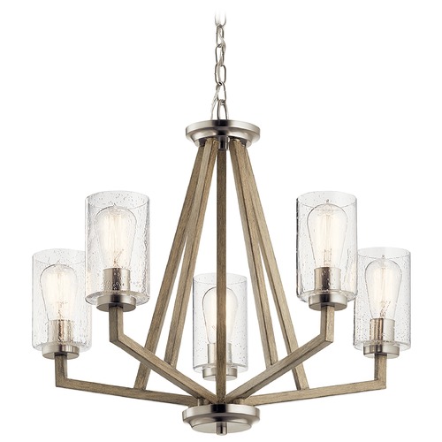 Kichler Lighting Deryn 5-Light Distressed Antique Gray Chandelier with Clear Seeded Glass Shade 43035DAG