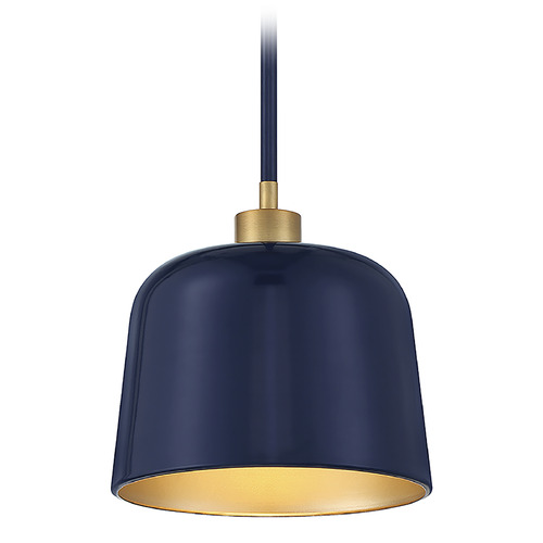 Meridian 9-Inch Mini Pendant in Navy Blue & Brass by Meridian M70118NBLNB