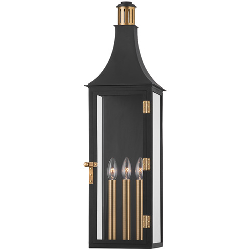 Troy Lighting Wes Patina Brass & Textured Black Outdoor Wall Light