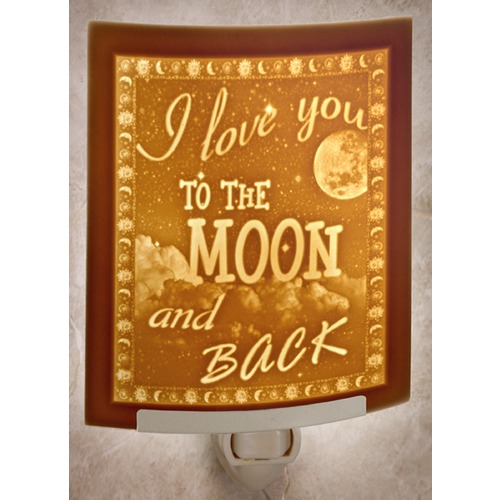 Porcelain Garden Lighting Love You To the Moon Curved Panel Lithophane Nightlight by Porcelain Garden Lighting NR285