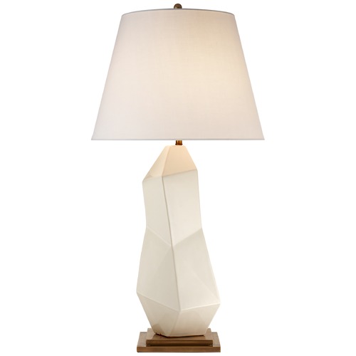 Visual Comfort Signature Collection Kelly Wearstler Bayliss Table Lamp in White Leather by Visual Comfort Signature KW3046WLCL