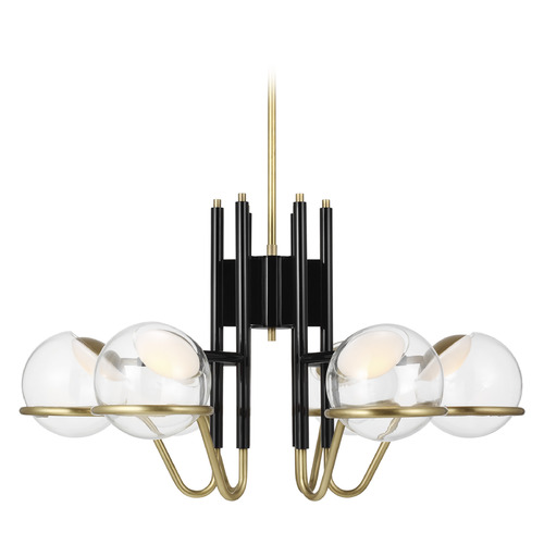 Visual Comfort Modern Collection Avroko Crosby 6-Light 277V LED Chandelier in Black & Brass by VC Modern 700CRBY6BNB-LED927-277
