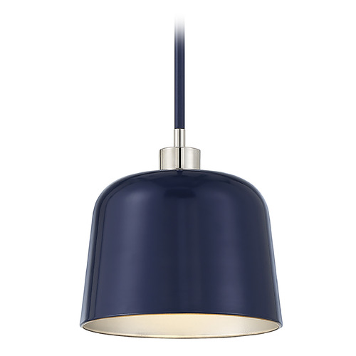 Meridian 9-Inch Mini Pendant in Navy Blue & Polished Nickel by Meridian M70118NBLPN