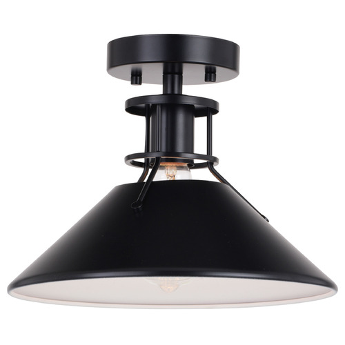 Vaxcel Lighting Canton Black & Matte White Semi-Flushmount Light