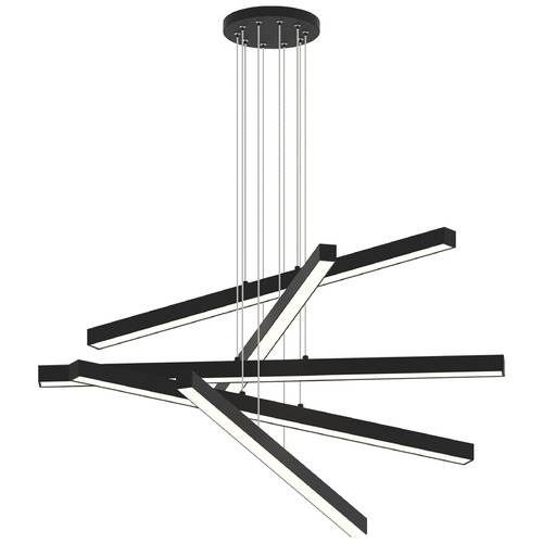 Matteo Lighting Presley Matte Black LED Multi-Light Pendant with Rectangle Shade