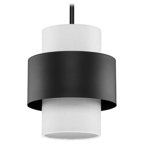 Progress Lighting Silva Matte Black Mini-Pendant Light with Cylindrical Shade