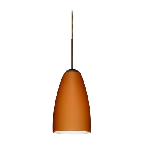 Modern Pendant Light Amber Glass Bronze by Besa Lighting