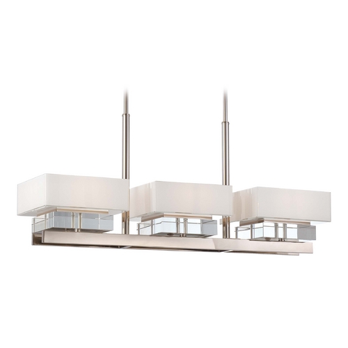 Metropolitan Lighting Crystal Island Light with White Shades in Polished Nickel Finish N6266-613