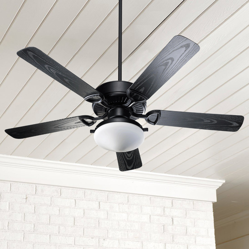 Quorum Lighting Estate Patio Matte Black Ceiling Fan with Light