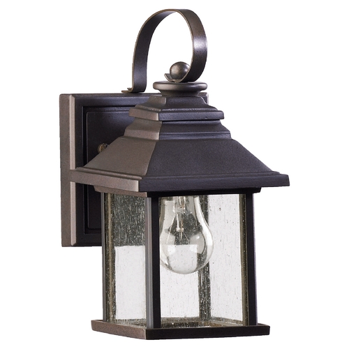 Seeded Glass Outdoor Wall Light Oiled Bronze by Quorum Lighting