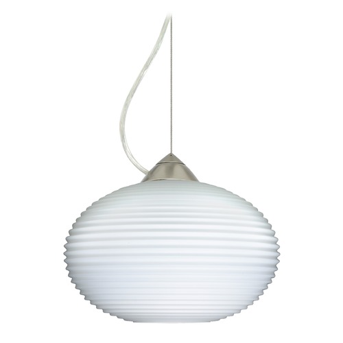 Besa Lighting Pape Ribbed Glass Satin Nickel Pendant Light