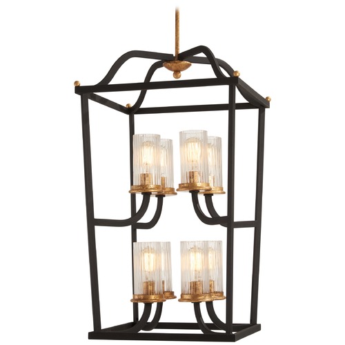 Posh Horizon Sand Black with Gold Leaf Pendant by Minka Lavery