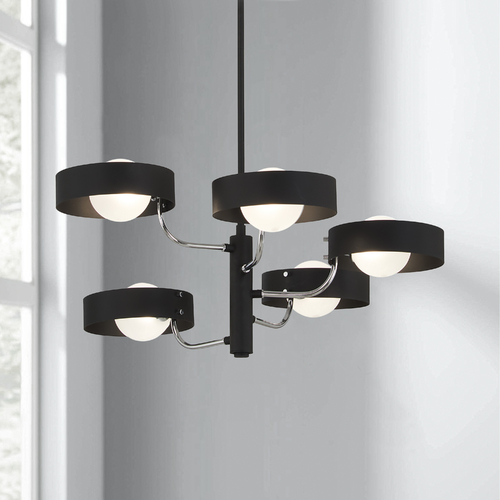 George Kovacs Lighting Lift Off 5-Light Chandelier in Sand Coal & Nickel by George Kovacs P1565-729