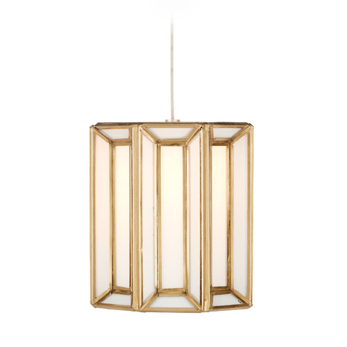 Currey and Company Daze Antique Brass & Silver Mini-Pendant Light with Cylindrical Shade